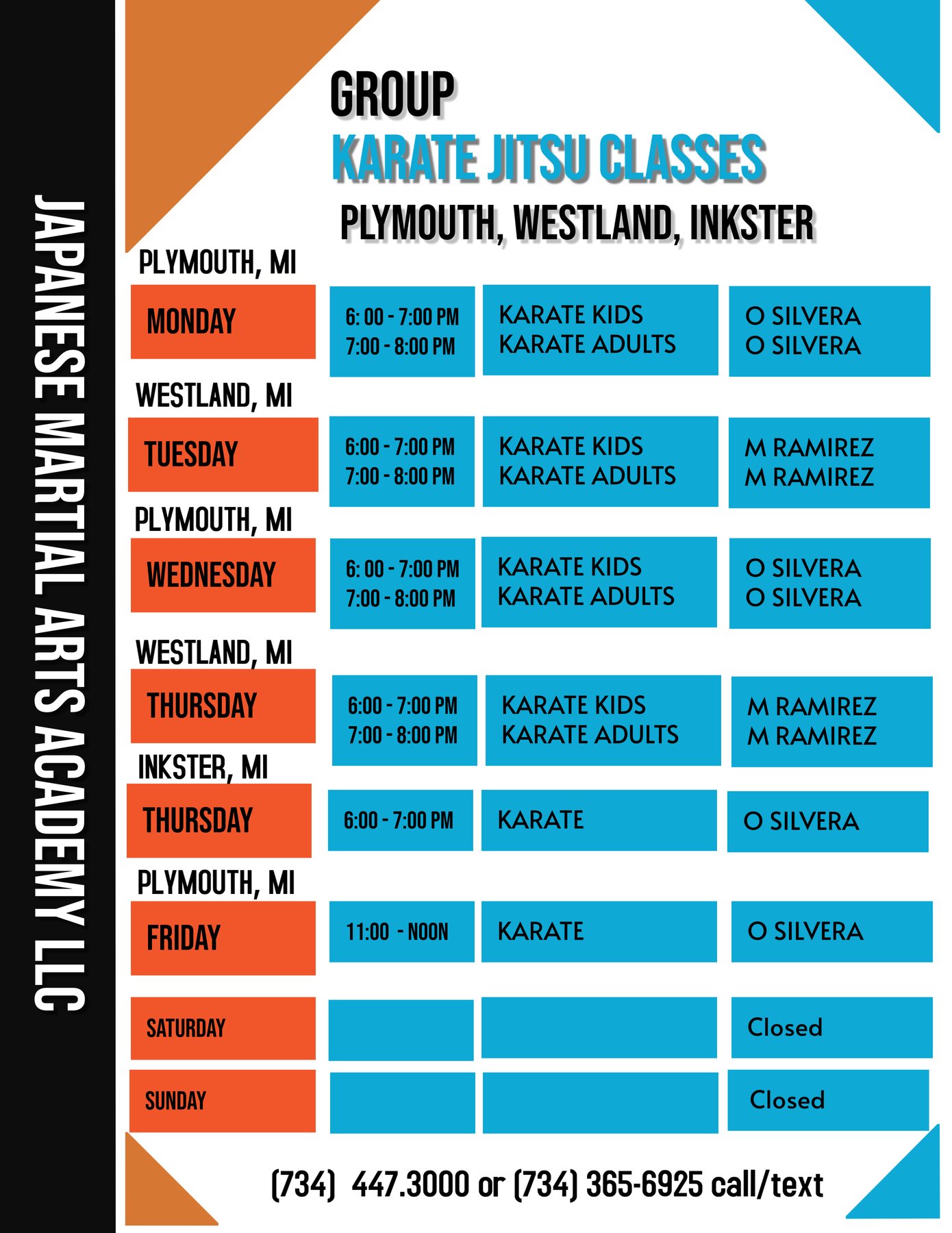 Cities Karate Schedule